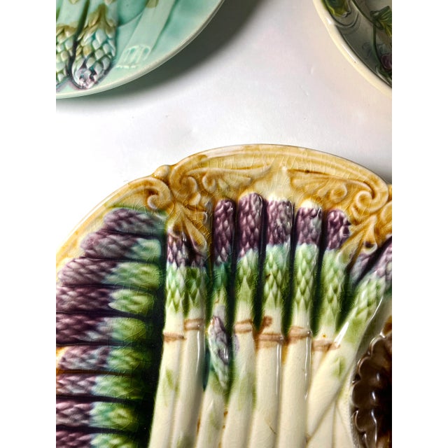 Ceramic Antique French Asparagus Wall Plates - Gallery Wall - Set of 5 - Including Longchamp & Onnaing For Sale - Image 7 of 12