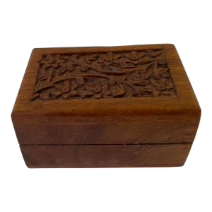 Vintage Carved Top Wooden Trinket Box