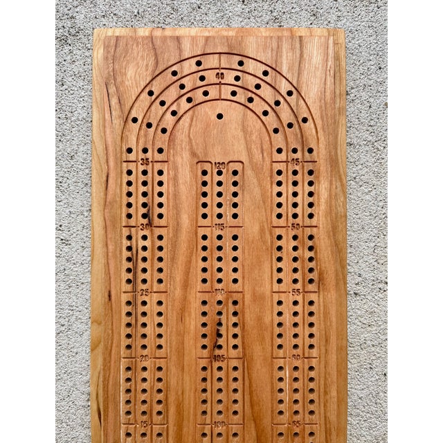 Cherry Cribbage Board on Underside of Custom Engraved Box Lid, Handmade in the Usa For Sale - Image 6 of 9