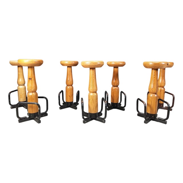 Mid-Century Brutalist Bar Stools, 1960s, Set of 7 For Sale
