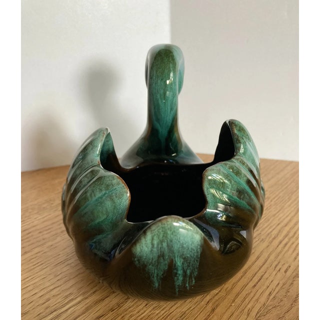Mid-Century Modern Vintage MCM Blue Mountain Canada Pottery Swan Black Planter For Sale - Image 3 of 6