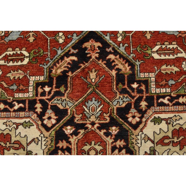 Heriz Ziegler Rug 9′ X 11’11” Red Wool Traditional Hand-Knotted Oriental Carpet For Sale - Image 10 of 15