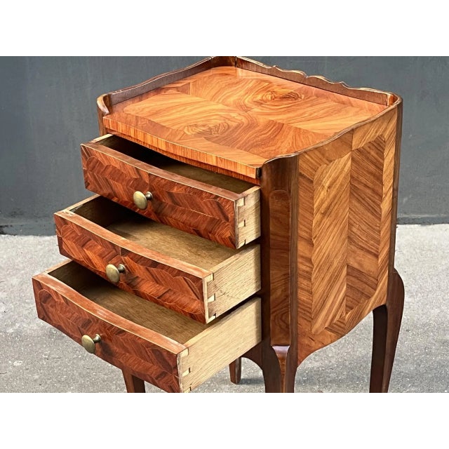 Wood 1900-1909 French Antique Shabby Louis XV Style Side Table Nightstand For Sale - Image 7 of 9