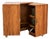 Corner Rattan Bar with Triangular Patterned Top, Brass Hardware and Casters and Wooden Interior with Shelves, Italy, 1970s For Sale