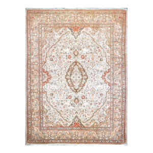 Antique Persian Tabriz Wool 9X12 Tan and Ivory Handmade Area Rug #9902412