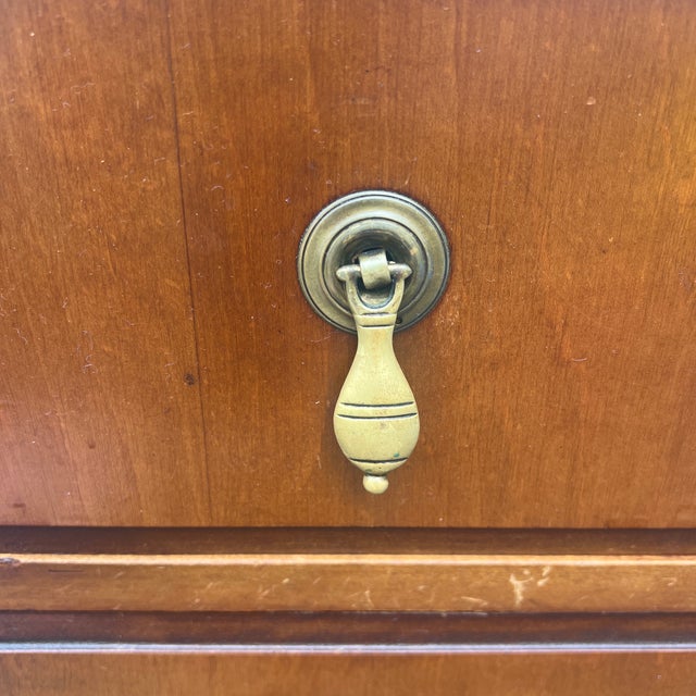 Wood Antique Maple Wood Dresser With Teardrop Brass Hardware Chest of Drawers For Sale - Image 7 of 11