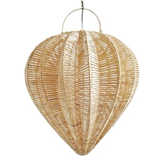 Contemporary Raw Rattan Starfruit Pendant Light Medium For Sale