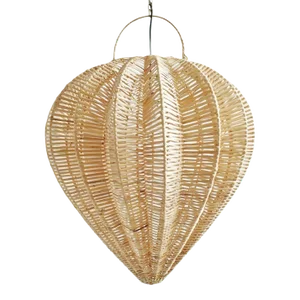Contemporary Raw Rattan Starfruit Pendant Light Medium