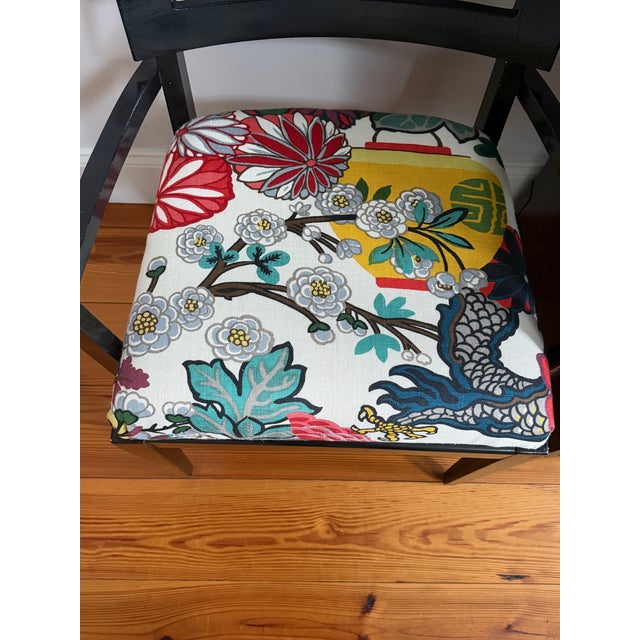 Mid 20th Century Mid 20th Century Schumacher Upholstered Greek Key Pair of Chairs For Sale - Image 5 of 8