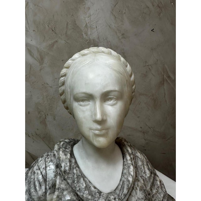 Marble Bust of a Woman by Guglielmo Pugi, 1890 For Sale - Image 3 of 11