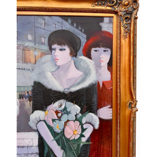 1960s Charles Levier, Large Charles Levier Modernist Oil Painting Women Paris Street French Modernism For Sale - Image 5 of 18