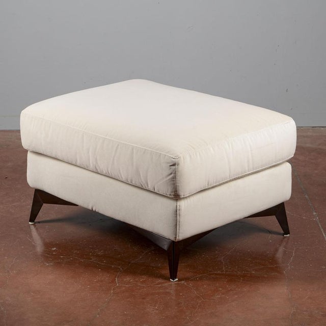 Vintage White Pouf with Fabric For Sale - Image 6 of 9