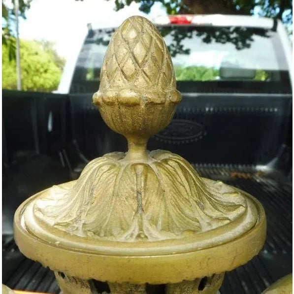 Metal 1950s French Rouge Marble Urns With Bronze Swan Heads and Mounts - a Pair For Sale - Image 7 of 13
