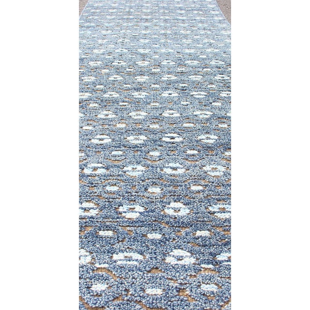 Keivan Woven Arts Modern Design Runner in Blue and Brown Tones 2'7 X 10 For Sale - Image 9 of 13