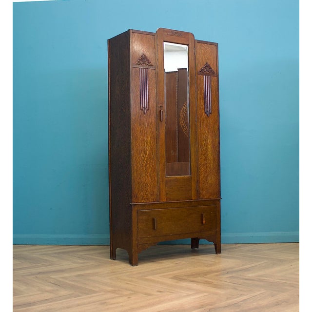 Vintage Art Deco Oak Hall Cupboard, 1930s For Sale - Image 10 of 10