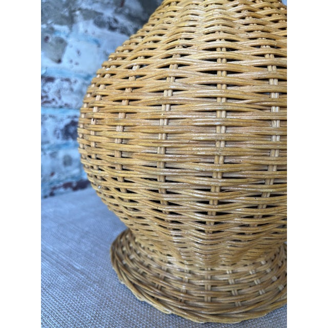1960s Large Wicker Lamp For Sale - Image 9 of 10