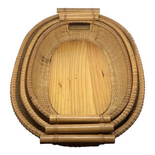 Vintage Woven Nantucket Style Baskets Set of Three For Sale