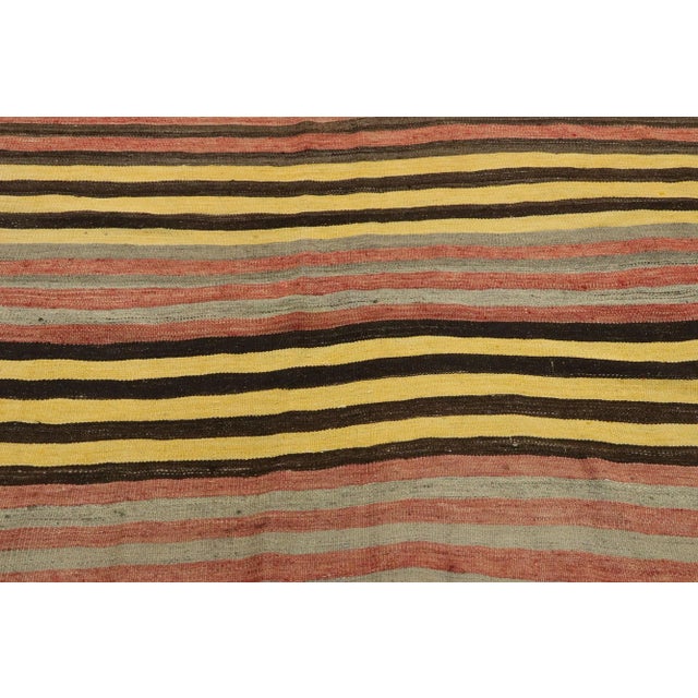 Vintage Turkish Striped Kilim Rug - 04'06 X 11'06 For Sale - Image 4 of 10