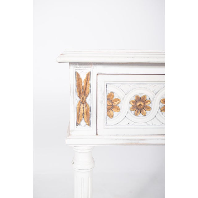 Wood Portuguese White Painted Console with Gilding, 1890s For Sale - Image 7 of 11