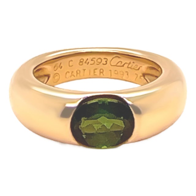 Cartier 18ct Yellow Gold Vintage Ellipse Peridot Ring 2.00ct 22.09g, Size 11 For Sale