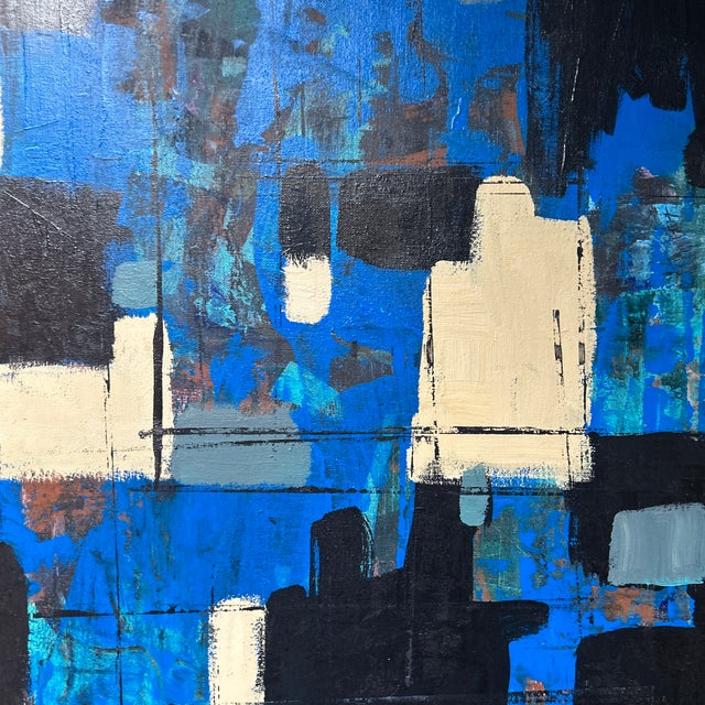 Abstract Contemporary Original Abstract Painting by Stephen Heigh “Rhythm Blue” For Sale - Image 3 of 5