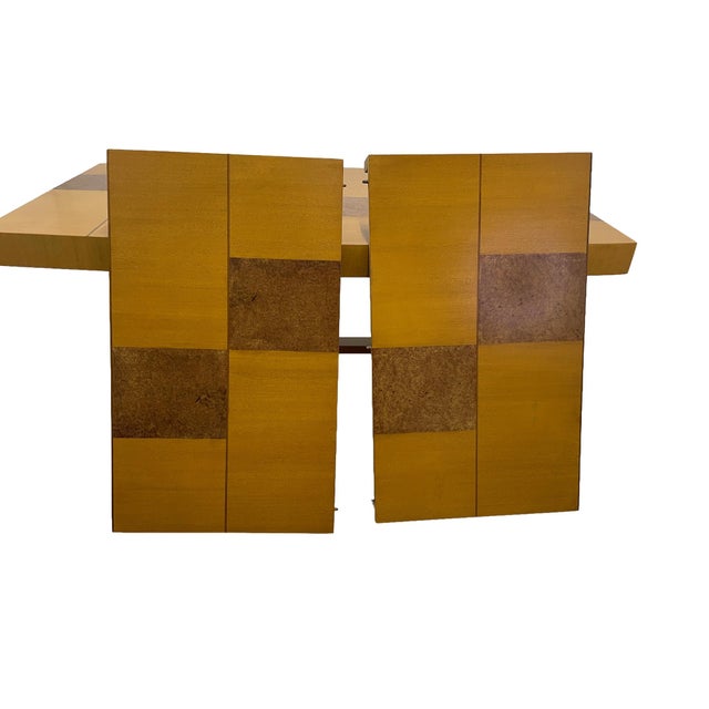 Authentic Gilbert Rohde for Herman Miller Dining Table With Burlwood Checkerboard Top & Two Leaves For Sale - Image 13 of 18