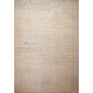 Abstract Cream Light Blue Large Geometric Modern Area Rug For Sale