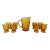 8 Vintage Mid Century Whitehall Colony Cube Amber Drinking Glasses & Large Pitcher - 9pc Set For Sale