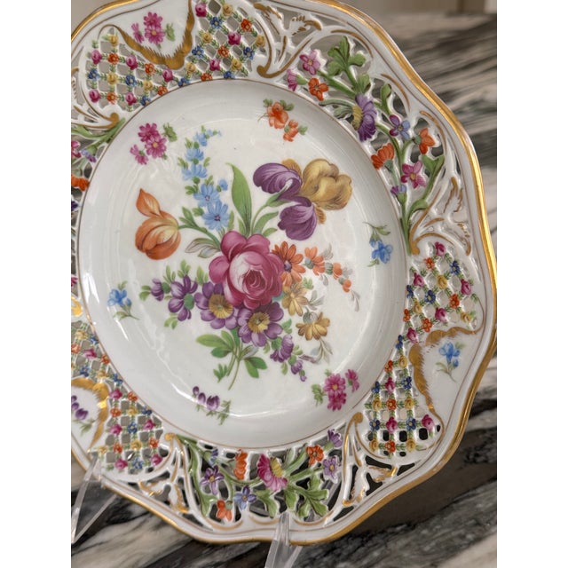 LastCHANCE!Vintage Schumann Bavaria Chateau Pattern Compote and Luncheon Plate - A Pair For Sale - Image 13 of 17