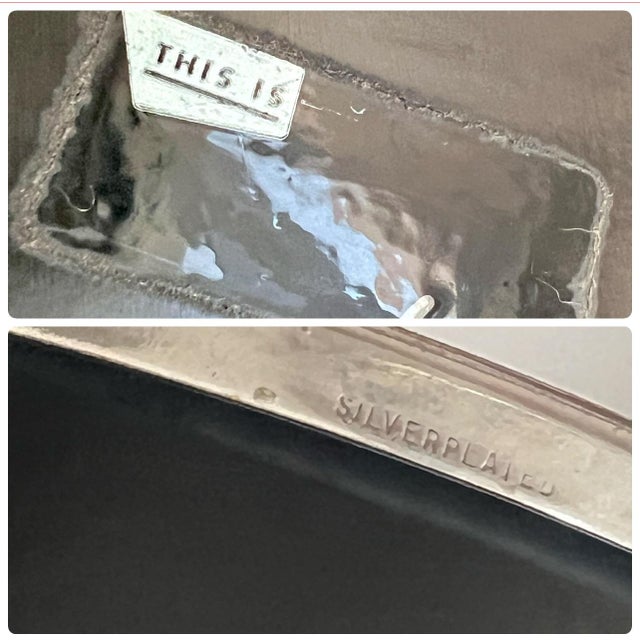 1960s Hollywood Regency Silver Plated Round Gallery Tray With Handles For Sale - Image 10 of 12