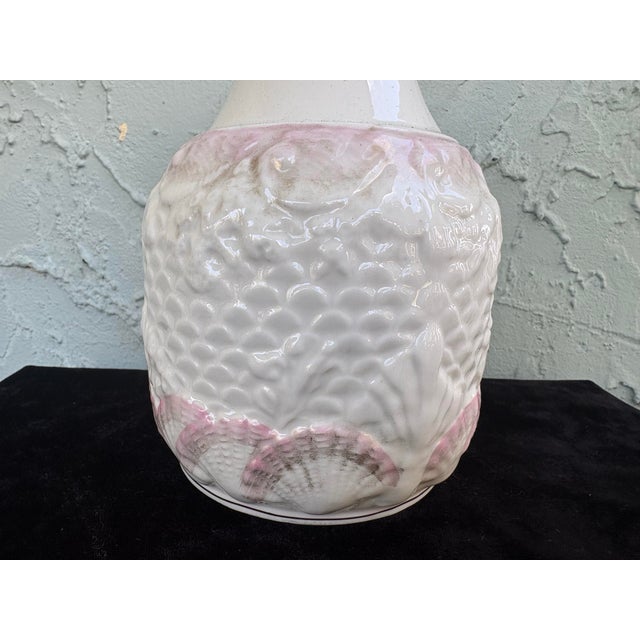 Vintage Belleek Ireland “Neptune” Porcelain Carafe – Pink Shell Relief Coastal Design For Sale In Orlando - Image 6 of 9