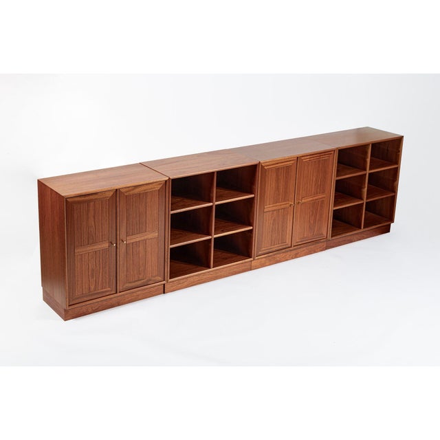 Brown Danish Modern Modular Bookshelf Cabinet System in Teak Wood For Sale - Image 8 of 18