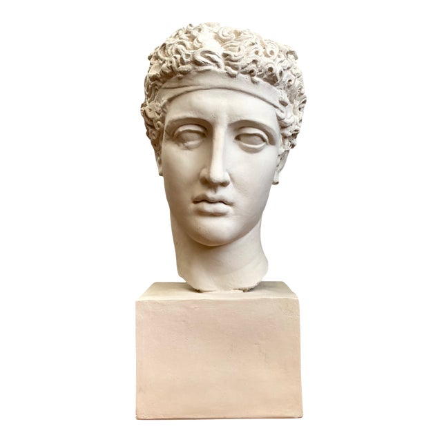 Vintage Plaster Classical Bust of Roman Warrior For Sale
