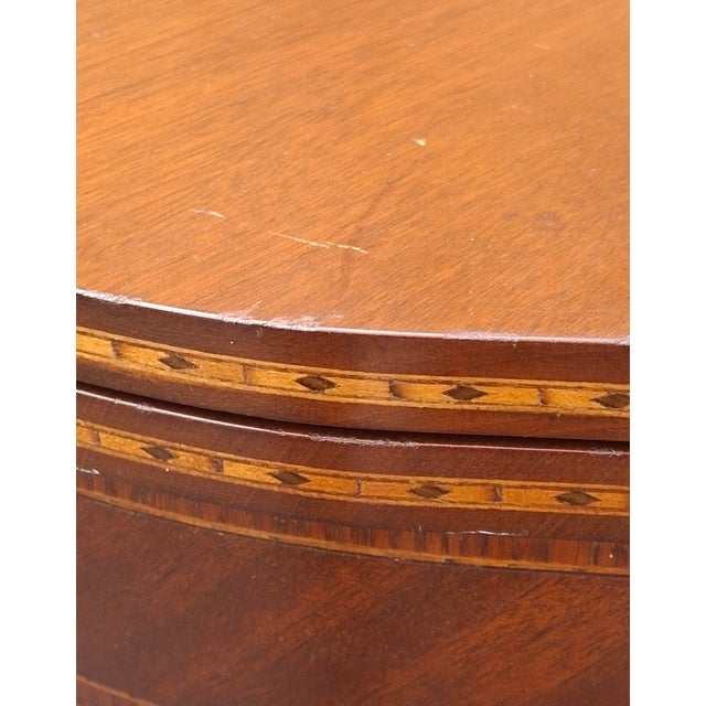 Late 19th Century George III Satinwood Inlaid Mahogany Serpentine Fold Top Game Console Table, 19th Century For Sale - Image 10 of 15