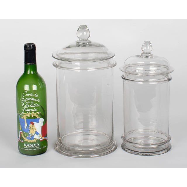 French Mid-Century Modern Glass Apothecary Jars, Set of 2 For Sale - Image 9 of 11