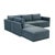 Boho Chic Willow Misty Blue with Pale Blue Piping Modular 5-Piece Performance Velvet LAF Sectional For Sale - Image 3 of 7