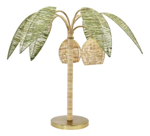 Matthew Izzo Home Sola Paper Rafia Palm Leaf and CoconutsTable Lamp With Brass Details