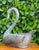 Vintage Saks Fifth Avenue Style Silvered Pewter Swan Cachepot Planter For Sale - Image 4 of 12