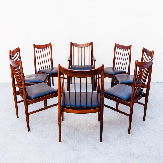 Vintage Arne Vodder Model 422 Rosewood & Leather Danish Modern Dining Chairs For Sale - Image 10 of 12