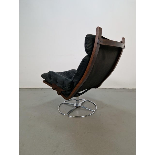 Metal Vintage Black Alcantara Lounge Chair by Bruno Mathsson for Dux, 1960s For Sale - Image 7 of 11
