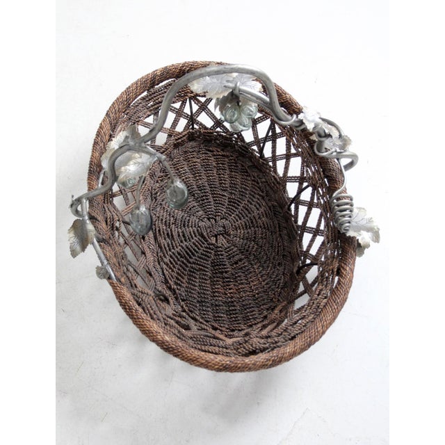 Vintage Large Grapevine Basket With Metal Handle For Sale - Image 18 of 18