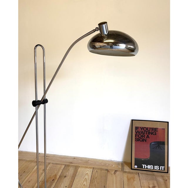 Large Italian Adjustable Arc Floor Lamp in Marble and Chrome, 1970s For Sale - Image 6 of 8