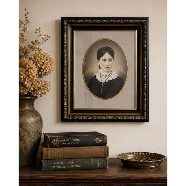 The Piece A striking, museum-quality head-and-shoulders portrait of a Victorian woman, dating to the late 19th century...