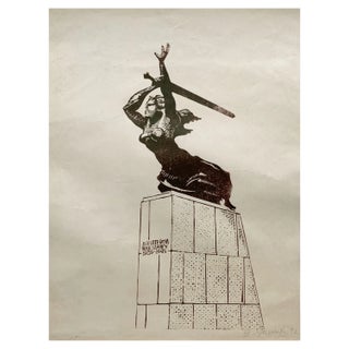 Boleslaw Gasinski, to Heros of Warsaw, 1972, Woodblock Print & Paper For Sale