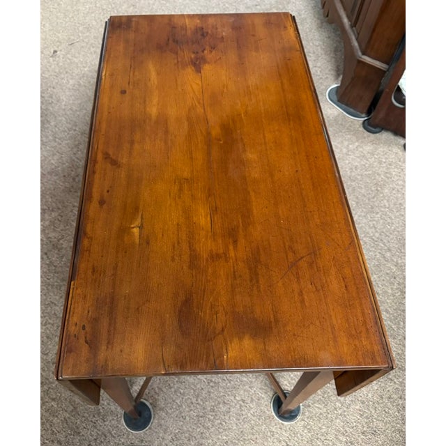 Antique American Cherry Dropleaf Pembroke Table With Cross Stretcher Base For Sale - Image 10 of 11