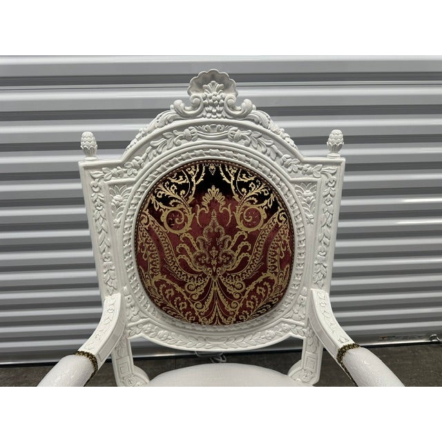 Late 20th Century Caspani Tino Group Italian Carved Accent Armchair With Pillow For Sale - Image 4 of 14