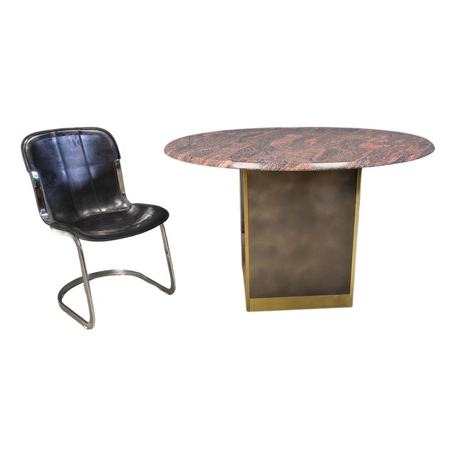 Vintage Round Granite and Brass Center Table attributed to Belogchrom, 1970s For Sale