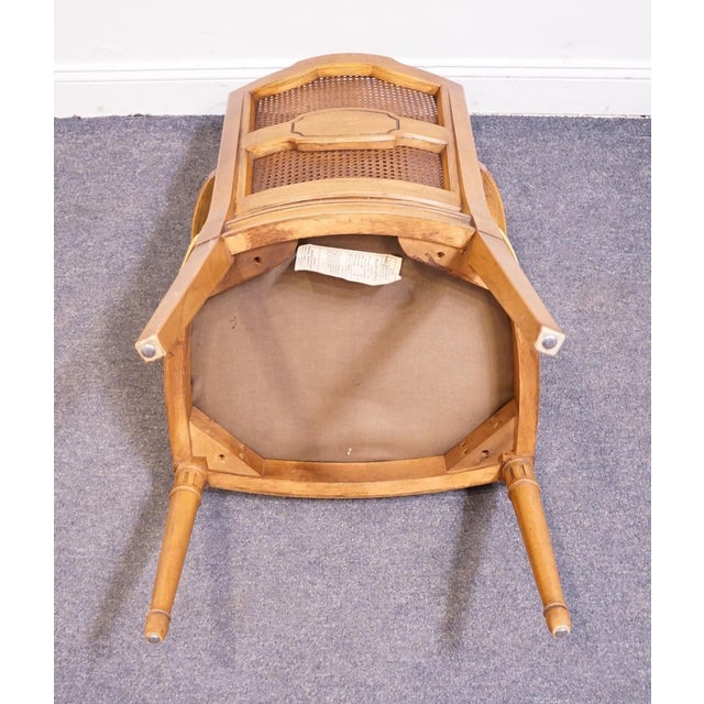 Henredon Furniture Walnut Italian Mediterranean Cane Back Dining Arm Chair For Sale - Image 9 of 10