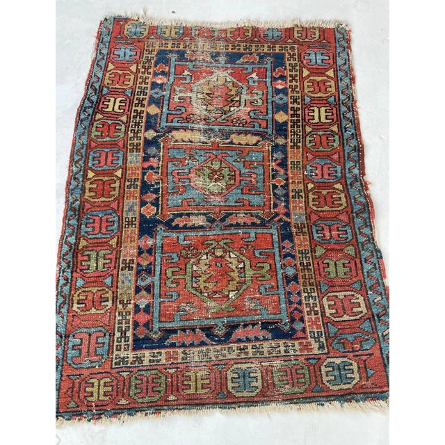 Boxed Tri-Medallion Antique Persian Northwest Karaja Rug - 3.1 X 4.2 ...