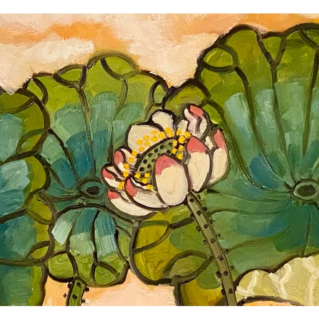 2020s Day at the Lotus Pond Original Oil Painting Stephen McDonough For Sale - Image 5 of 7